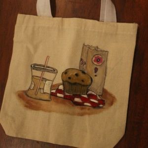 OOAK HANDPAINTED COFFEE TO GO TOTE